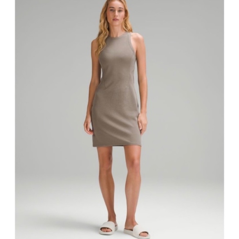 lululemon athletica Taupe Sleeveless Midi Sheath Dress